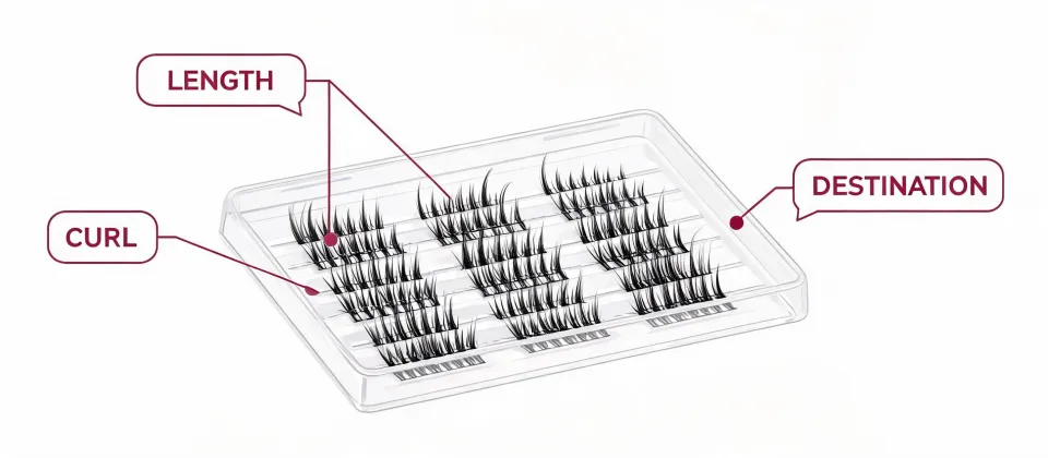 Eyelash specification worksheet illustration, not a premises map